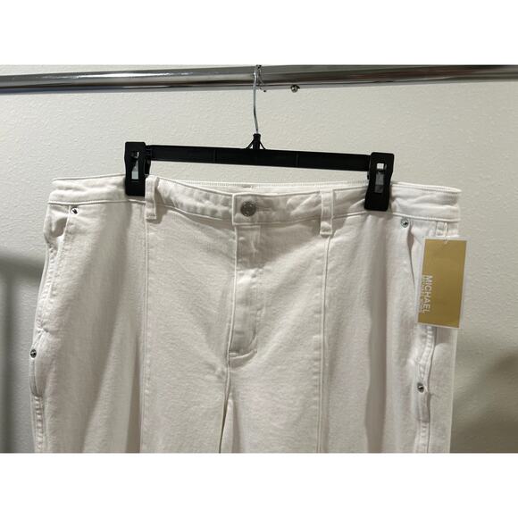 Michael Kors Womens White Flare Denim Jeans Size 16 Slit Front Pants Zipper New - Picture 3 of 9